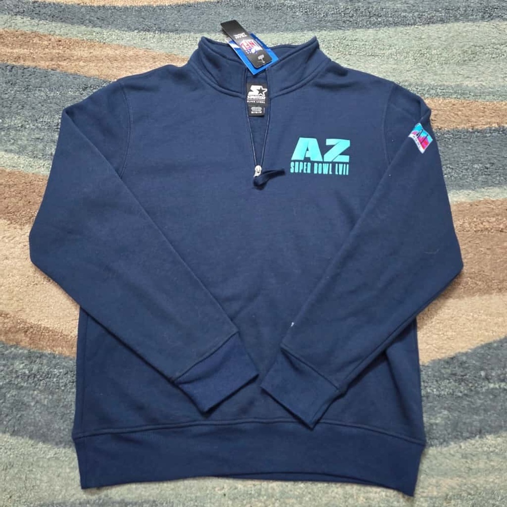 Starter Super Bowl LVII AZ 1/4 Zip Sweatshirt Navy Blue Men’s M NWT